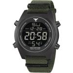 Schwarze KHS Herrenarmbanduhren aus Edelstahl mit Digital-Zifferblatt mit Stoppfunktion mit Mineralglas-Uhrenglas mit NATO-Armband 