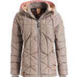 Taupefarbene Gesteppte Khujo Winterjacken mit Reißverschluss aus Fleece mit Kapuze für Damen Größe XS für den für den Winter 
