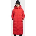 Rote Gesteppte Wasserdichte Khujo Maxi Damensteppmäntel & Damenpuffercoats mit Reißverschluss aus Polyester mit Kapuze Größe L für den für den Herbst 