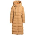 Hellbraune Gesteppte Khujo Maxi Damensteppmäntel & Damenpuffercoats mit Reißverschluss aus Nylon mit Kapuze Größe S für den für den Herbst 