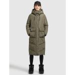 Khakifarbene Gesteppte Casual Khujo Maxi Damensteppmäntel & Damenpuffercoats aus Nylon mit Kapuze Größe XS für den für den Winter 