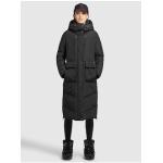 Schwarze Gesteppte Khujo Stehkragen Damensteppmäntel & Damenpuffercoats mit Reißverschluss aus Fleece mit Kapuze Größe XXL für den für den Winter 