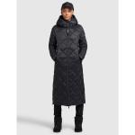 Schwarze Gesteppte Casual Khujo Maxi Stehkragen Damensteppmäntel & Damenpuffercoats mit Reißverschluss aus Nylon mit Kapuze Größe L für den für den Winter 
