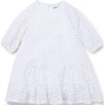 Weiße Langärmelige HUGO BOSS BOSS Kinderkleider mit Ärmeln mit Rüschen aus Baumwolle für Mädchen 