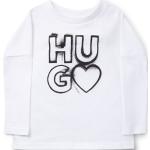 Weiße Langärmelige HUGO BOSS Longsleeves für Kinder & Kinderlangarmshirts aus Baumwolle für Mädchen 