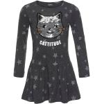 Graue Bestickte Langärmelige Kidsworld Jerseykleider für Kinder mit Pailletten aus Jersey für Mädchen Größe 146 