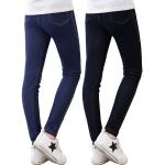 Marineblaue Gesteppte Jeggings für Kinder & Jeans-Leggings für Kinder aus Baumwollmischung für Mädchen Größe 158 für den für den Sommer 
