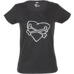 Killer Kirsche »HEART & X-BONES« Girly Kurzarm Motiv T-Shirt schwarz Rockabilly