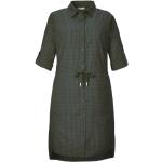 Olivgrüne Karo Kurzärmelige Sommerkleider aus Polyester für Damen Größe S für den für den Sommer 