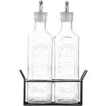 KILNER Essig- und Öl-Set Glasflaschen mit Ausgießer je 0,6 Liter + Metallständer