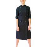 Dunkelblaue 3/4-ärmelige Mini Stehkragen Minikleider & kurze Kleider mit Knopf aus Baumwolle für Damen Größe M 