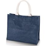 Kimood Strand & Einkaufstasche aus 100% Jute Ki0219 42 x 36 x 15 cm,Midnight Blue