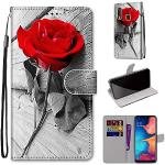 Rosa Blumenmuster Elegante Samsung Galaxy A20e Hüllen Art: Bumper Cases mit Bildern aus Leder stoßfest für Mädchen 