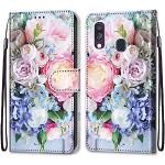 Rosa Blumenmuster Samsung Galaxy A40 Hüllen Art: Soft Cases mit Muster aus Leder für Damen 
