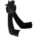 Schwarze Lange Handschuhe aus Samt für Damen Größe XXL 