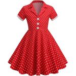 Rote Vintage Kinderfestkleider aus Baumwolle für Mädchen Größe 140 