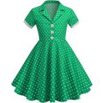 Grüne Vintage Kinderfestkleider aus Baumwolle für Mädchen Größe 140 