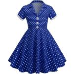 Blaue Vintage Kinderfestkleider aus Baumwolle für Mädchen 