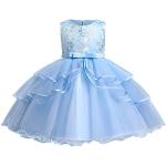 Blaue Elegante Ärmellose Mini Kinderfestkleider mit Reißverschluss aus Tüll für Mädchen für den für den Sommer 