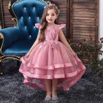 Pinke Elegante Kinderfestkleider aus Tüll für Mädchen 