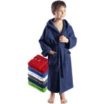 Marineblaue Arus Kinderbademäntel mit Kapuze aus Frottee für Mädchen Größe 152 