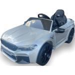 Silberne BMW Merchandise M5 Elektroautos für Kinder aus Kunstleder für 3 - 5 Jahre 