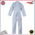 Kinder Karate Anzug Gi Polybaumwolle Leicht Uniform Weiss + Gratis Weißer Gürtel