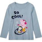 Blaue Motiv Langärmelige Peppa Wutz Bio Printed Shirts für Kinder & Druck-Shirts für Kinder mit Schweinemotiv aus Baumwolle für Mädchen Größe 110 