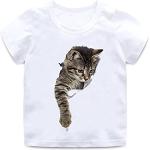 Weiße Casual Kurzärmelige Katzen Shirts für Kinder mit Tiermotiv für Jungen 