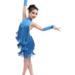 Blaue Spanierin-Kostüme mit Fransen aus Spitze für Kinder 