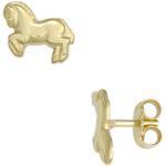 Kinder Ohrstecker Pferd Pferde 333 Gold Gelbgold Ohrringe Kinderohrringe