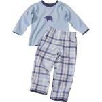Blaue Karo Alana Bio Nachhaltige Lange Kinderschlafanzüge aus Flanell für den für den Winter 