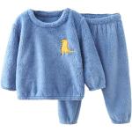 Blaue Lange Kinderschlafanzüge aus Fleece für Mädchen Größe 170 2-teilig für den für den Winter 