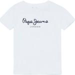 Weiße Unifarbene Kurzärmelige Pepe Jeans Rundhals-Ausschnitt Kinder T-Shirts aus Baumwolle für Mädchen Größe 188 
