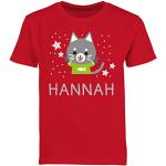 Rote Motiv Katzen Shirts für Kinder mit Tiermotiv aus Baumwolle für Jungen Größe 128 