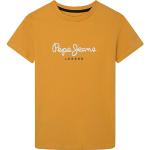Gelbe Unifarbene Kurzärmelige Pepe Jeans Rundhals-Ausschnitt Kinder T-Shirts aus Baumwolle für Mädchen Größe 188 