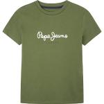 Grüne Unifarbene Kurzärmelige Pepe Jeans Rundhals-Ausschnitt Kinder T-Shirts aus Baumwolle für Mädchen Größe 188 