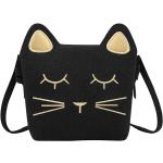 Schwarze Messenger Bags & Kuriertaschen mit Katzenmotiv aus Kunstleder für Mädchen mini 