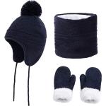 Blaue Mütze Schal Handschuh Sets für Kinder für Jungen für den für den Winter 