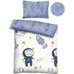 Eisblaue Sterne Biberna Kinderbettwäsche mit Weltallmotiv 135x200 