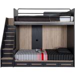 Anthrazitfarbene Moderne Etagenbetten aus Textil mit Schublade 100x200 
