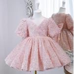 Rosa Kinderfestkleider für Mädchen für den für den Herbst 
