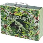 Grüne Meme / Theme Dinosaurier Pappkoffer 9l mit Dinosauriermotiv mit Schnalle klappbar zum Schulanfang 