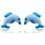 Blaue UNIQUE Herrenohrstecker mit Delfinmotiv 