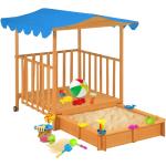 Blaue Spielhäuser & Kinderspielhäuser aus Tannenholz mit Sandkasten 