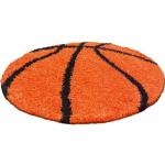 Reduzierte Orange Motiv Runde Runde Hochflorteppiche 100 cm mit Basketball-Motiv 