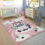 Reduzierte Pastellrosa Motiv Paco Home Kinderteppiche mit Einhornmotiv aus Textil 