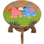 Kindertisch Spieltisch für Kinder ca. 50cm Durchmesser & 45cm Höhe Natur Braun Limboholz Holz Elefanten