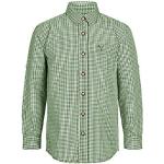 Grüne Karo Langärmelige Kindertrachtenhemden mit Knopf aus Baumwollmischung für Jungen Größe 164 für den für den Sommer 