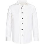 Weiße Langärmelige Kindertrachtenhemden mit Knopf aus Baumwolle für Jungen Größe 158 